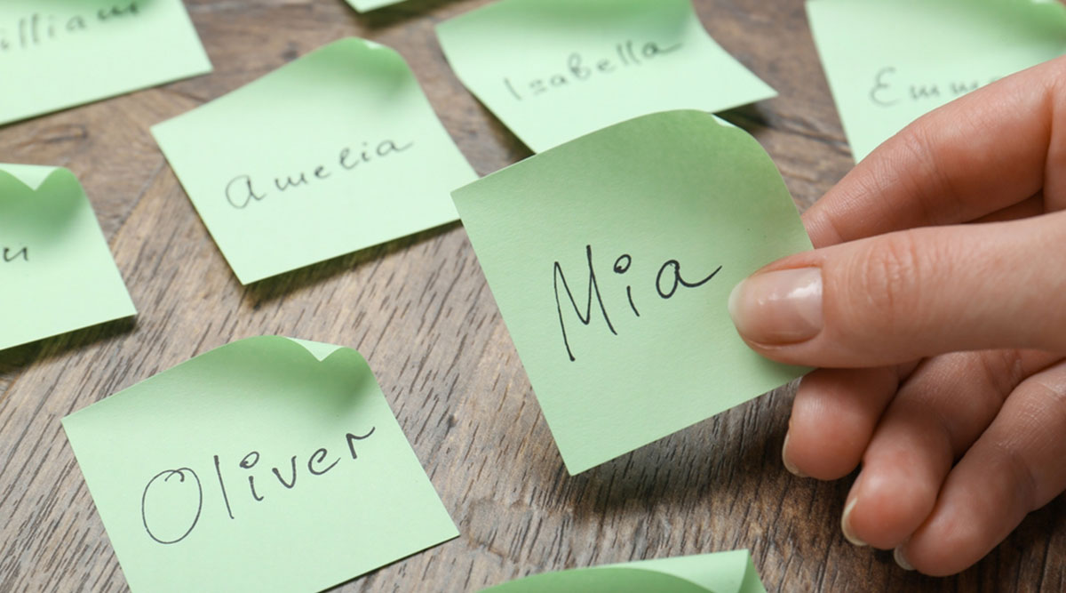 Namen op memo's, die kunnen zorgen voor het naamlettereffect