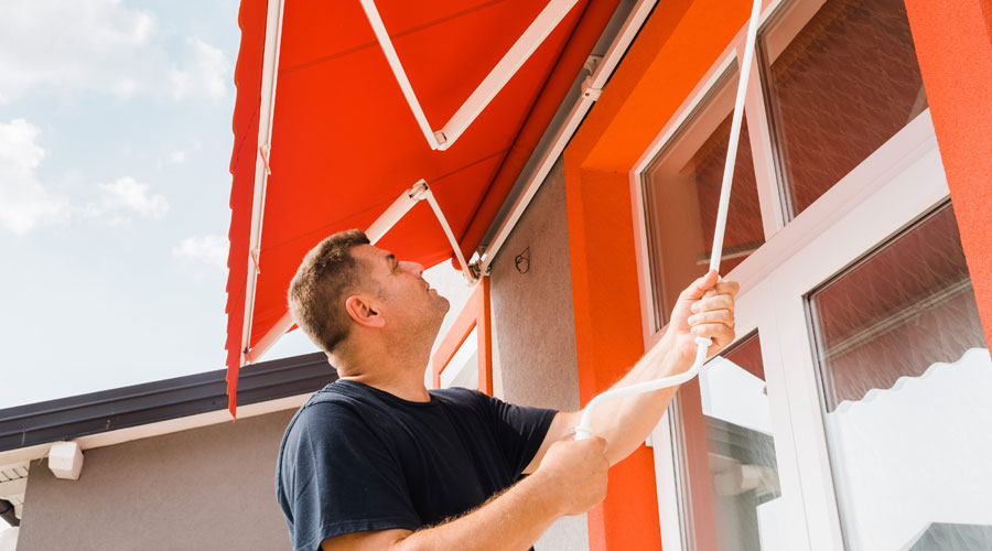 zonnescherm schoonmaken hogedrukspuit