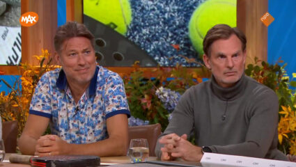Sander de Kramer en Ronald de Boer in de studio van Tijd voor MAX over padel