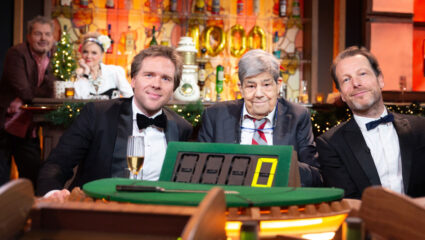 Presentatoren van Met het Mes of Tafel Sjoerd van Ramshorst, Joost Prinsen en Herman van der Zandt