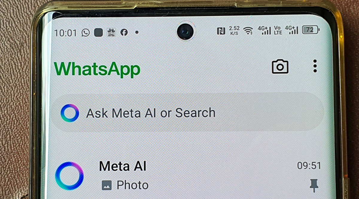 Meta AI op een smartphone, in WhatsApp