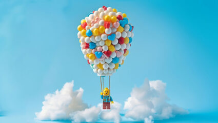 Puzzel LEGO-poppetje met ballonnen