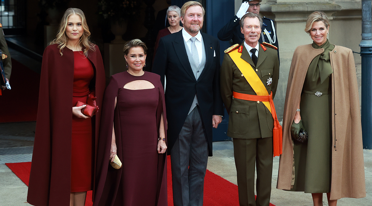 Prinses Amalia, Maria Terese Groothertogin van Luxemburg, koning Willem-Alexander, groothertog van Luxemburg Henri en koningin Máxima.