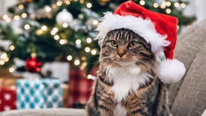 MAX Vandaag puzzel: maak de kat met een kerstmuts compleet.