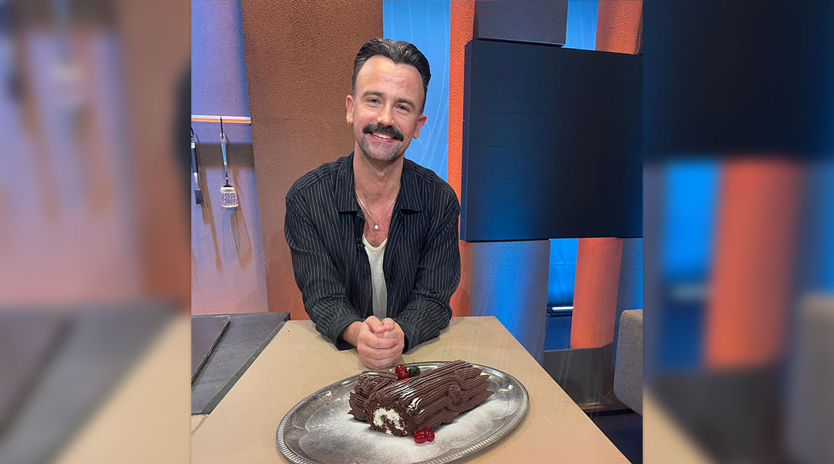 Christiaan de Vries met zijn yule log.