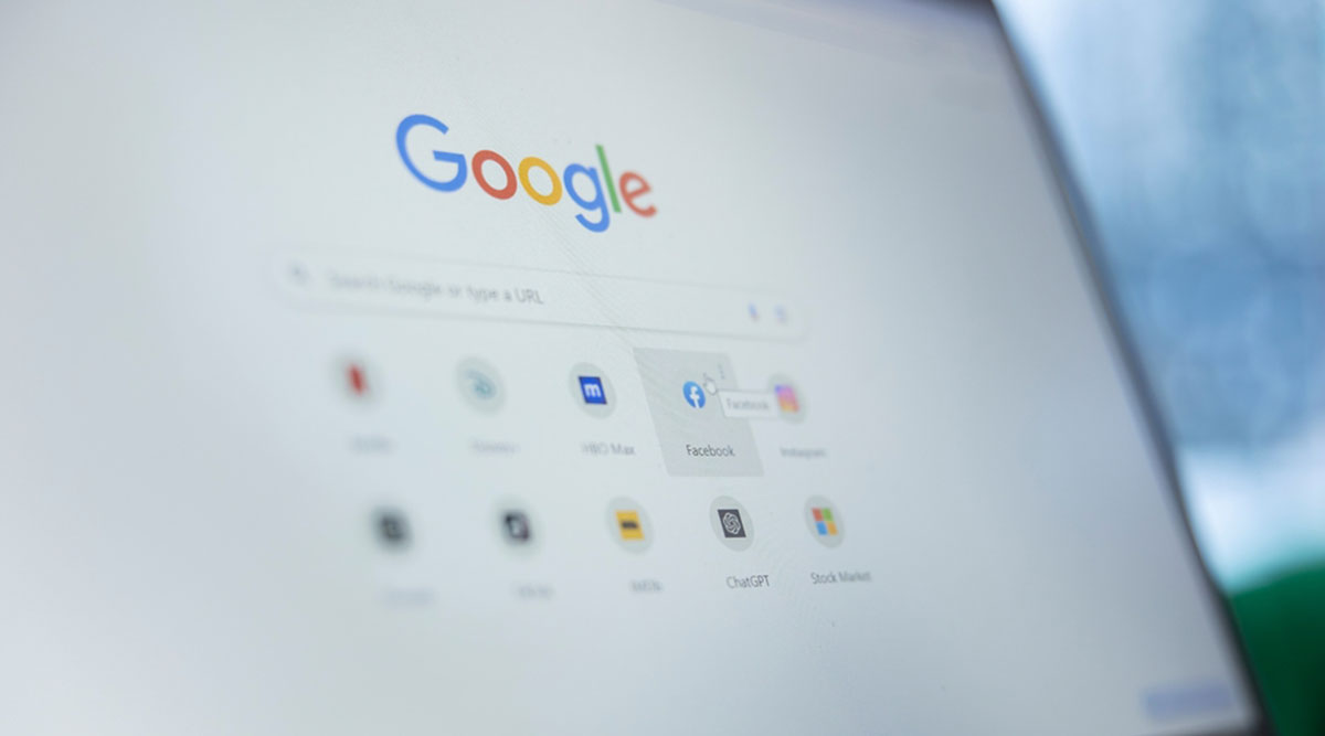 Google zoekmachine op een beeldscherm