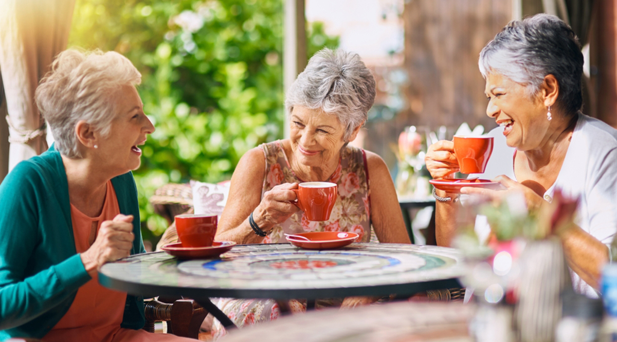 Dames in het café