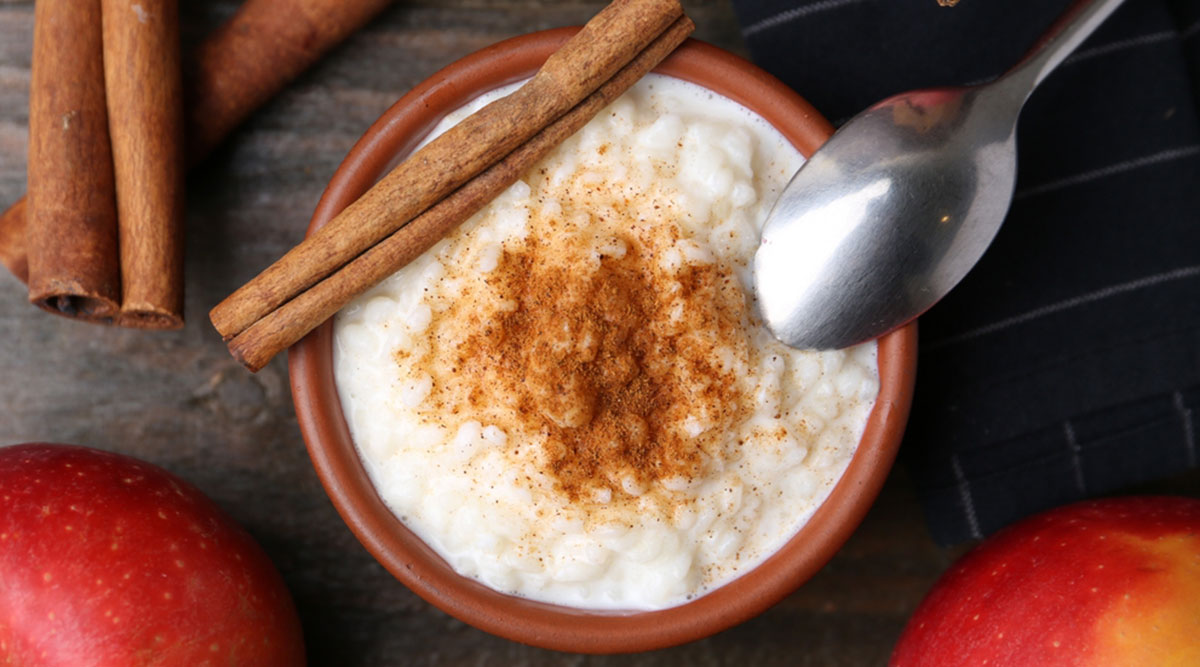 Puzzel rijstepap met kaneel