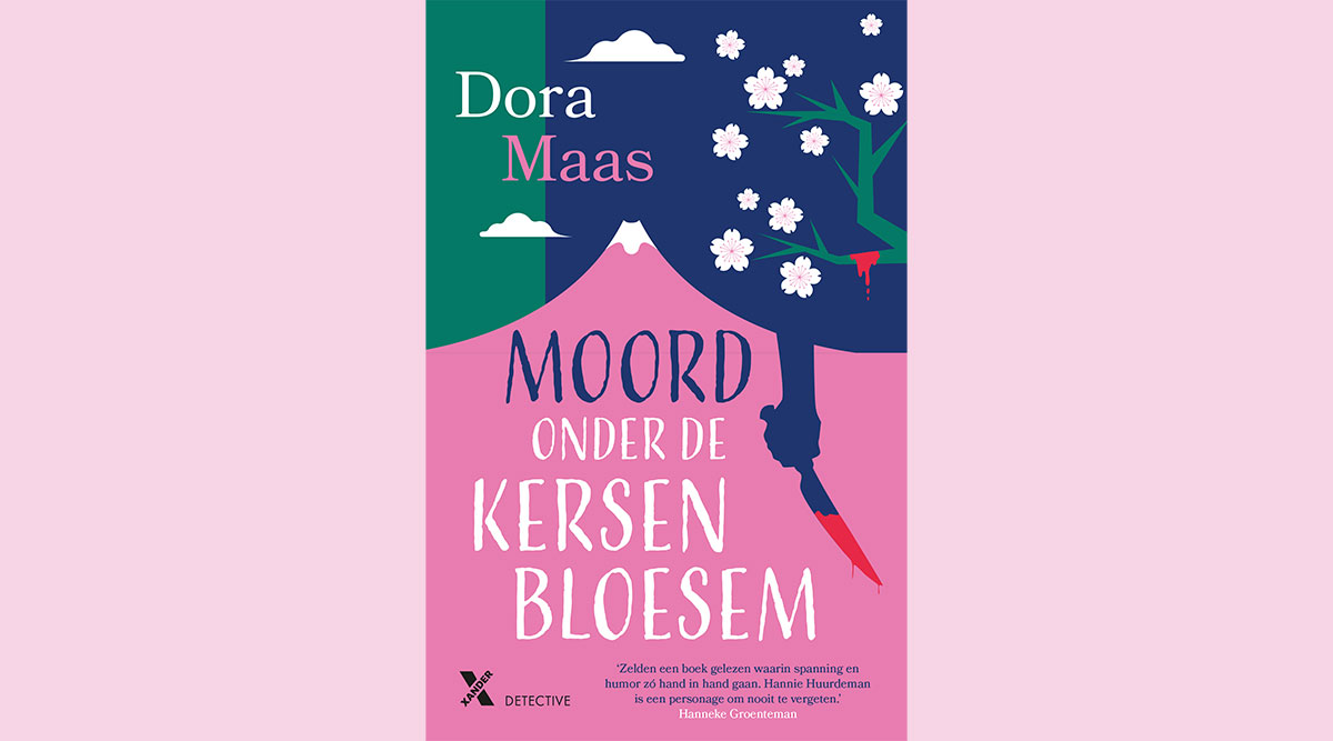 De omslag van het boek Moord onder de kersenbloesem van Dora Maas.