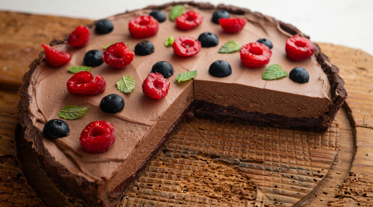 Puzzel: maak de chocolademoussetaart compleet.