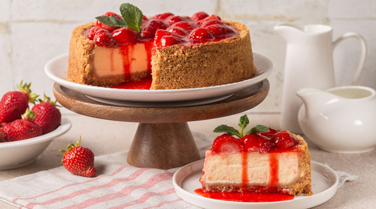 Puzzel: maak de cheesecake met aardbeien compleet.