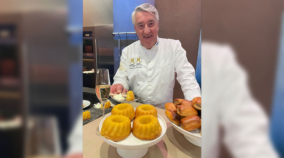 Robèrt van Beckhoven met zijn champagnecake.