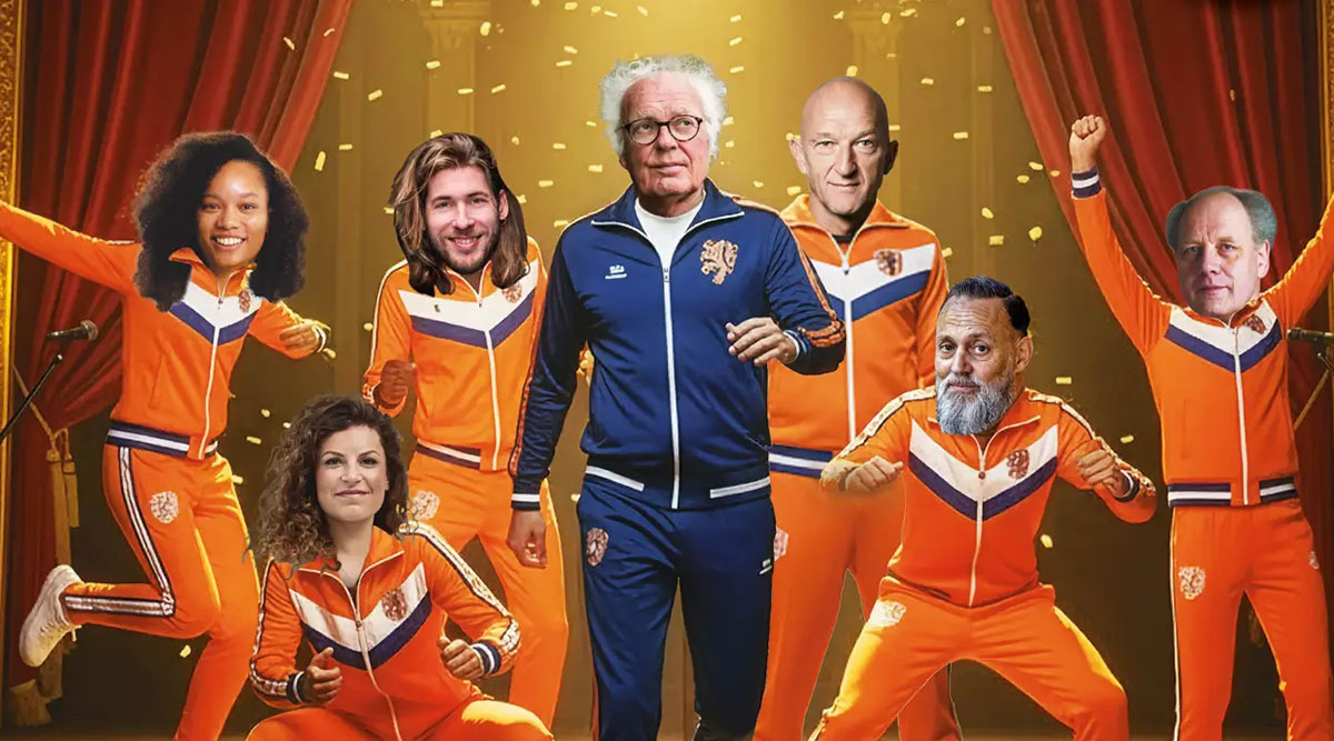 De poster van de theatervoorstelling Hard Gras naar het WK Voetbal.