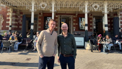 Het theatercollege Het Amerika van Trump met Michiel Vos en Tim de Wit.