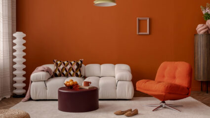 Puzzel: maak de oranje muur in de woonkamer compleet.