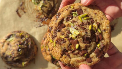 Pistache, limoen & pure chocolade cookies van Christiaan de Vries