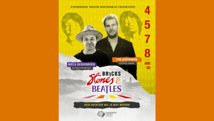 De poster van Bricks, Stones & Beatles met Niels Geusebroek en Tim Akkerman.