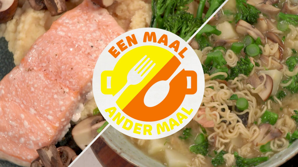 Eén maal, ander maal: knolselderijpuree met zalm en misosoep met groente en zalm