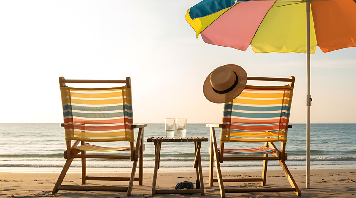 Puzzel gekleurde strandstoelen