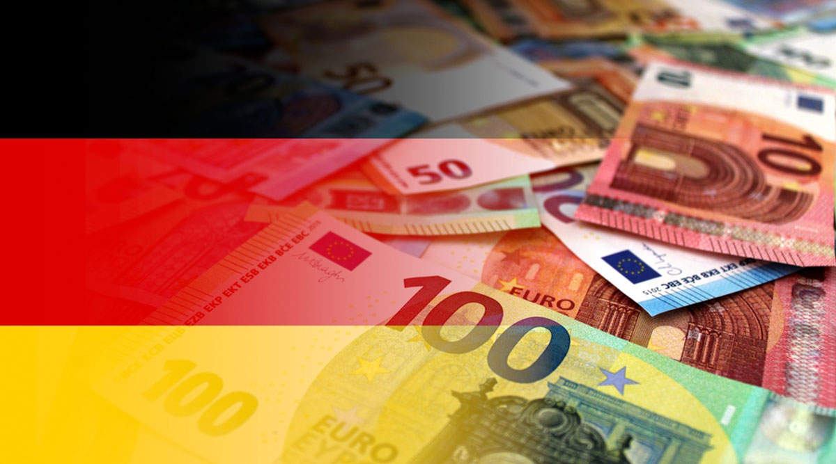 Foto van een Duitse vlag en euro's, een Duits pensioen