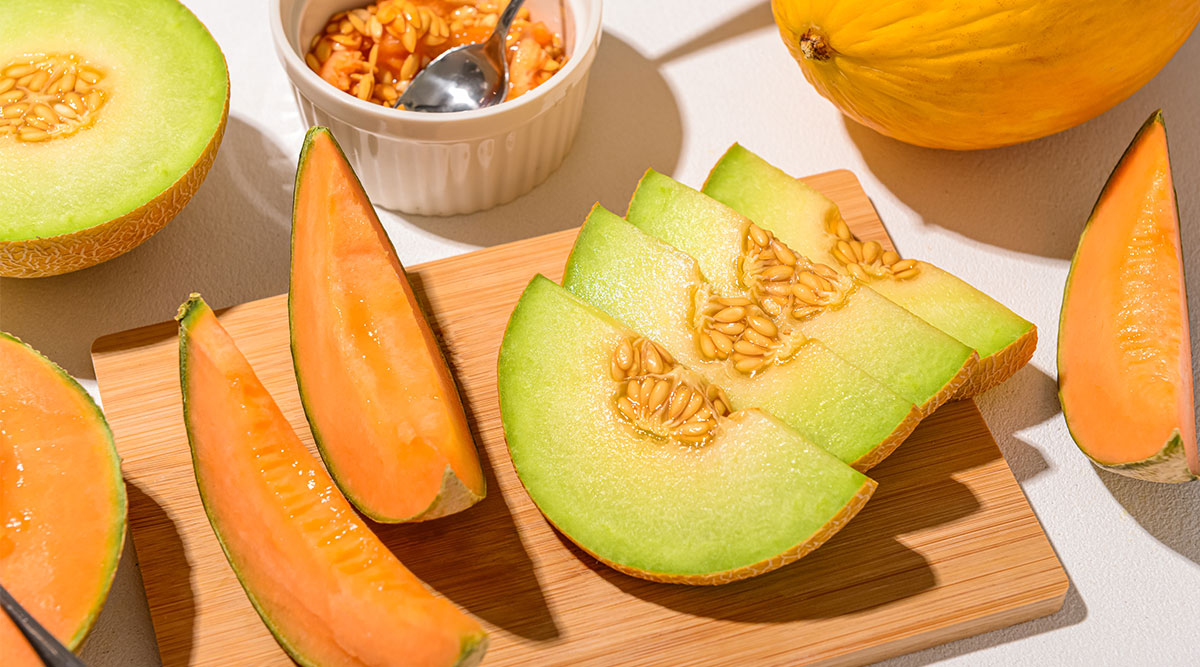 Een galiameloen en Cantaloupe meloen.