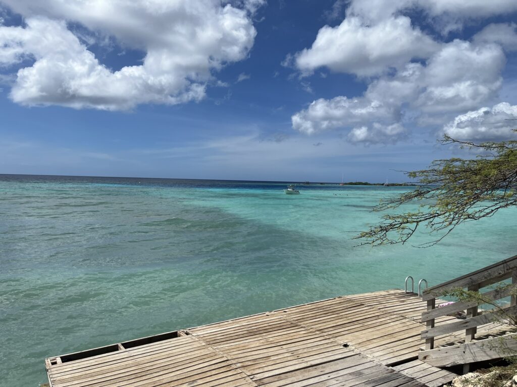 Turquoise kleur water van de zee op Aruba